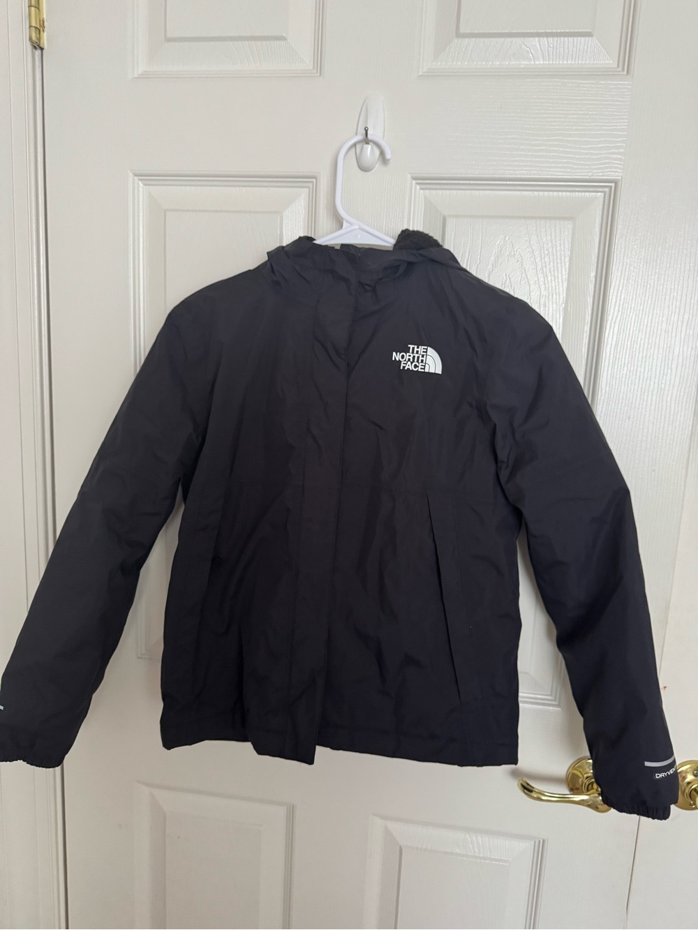 The North Face Kids Black Hooded Raincoat with Logo